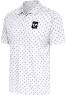 Antigua Los Angeles FC Mens White Metallic Logo Spark Short Sleeve Polo