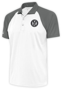 Antigua Atlanta United FC Mens White Metallic Logo Nova Short Sleeve Polo