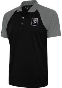 Antigua Los Angeles FC Mens Black Metallic Logo Nova Short Sleeve Polo