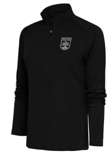 Antigua Austin FC Womens Black Metallic Logo Tribute Qtr Zip Pullover