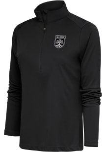 Antigua Austin FC Womens Grey Metallic Logo Tribute 1/4 Zip Pullover