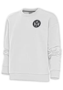 Antigua Atlanta United FC Womens White Metallic Logo Victory Crew Sweatshirt