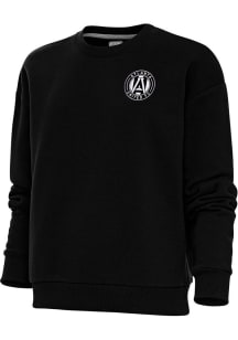 Antigua Atlanta United FC Womens Black Metallic Logo Victory Crew Sweatshirt