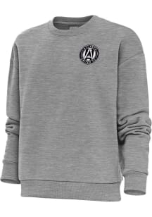 Antigua Atlanta United FC Womens Grey Metallic Logo Victory Crew Sweatshirt