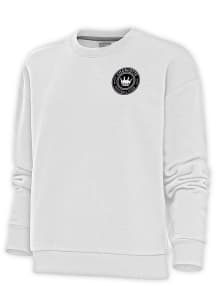 Antigua Charlotte FC Womens White Metallic Logo Victory Crew Sweatshirt