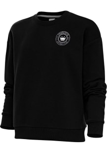 Antigua Charlotte FC Womens Black Metallic Logo Victory Crew Sweatshirt