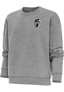 Antigua St Louis City SC Womens Grey Metallic Logo Victory Crew Sweatshirt