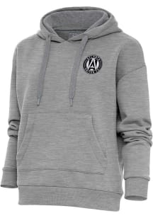Antigua Atlanta United FC Womens Grey Metallic Logo Victory Hooded Sweatshirt