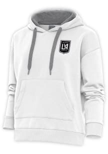 Antigua Los Angeles FC Womens White Metallic Logo Victory Hooded Sweatshirt