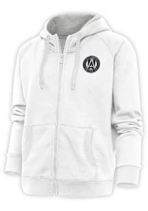 Antigua Atlanta United FC Womens White Metallic Logo Victory Long Sleeve Full Zip Jacket
