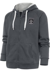 Antigua Austin FC Womens Charcoal Metallic Logo Victory Long Sleeve Full Zip Jacket