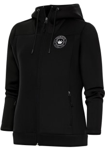 Antigua Charlotte FC Womens Black Metallic Logo Protect Long Sleeve Full Zip Jacket