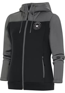 Antigua Charlotte FC Womens Grey Metallic Logo Protect Long Sleeve Full Zip Jacket