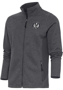 Antigua Atlanta United FC Womens Grey Metallic Logo Course Long Sleeve Full Zip Jacket