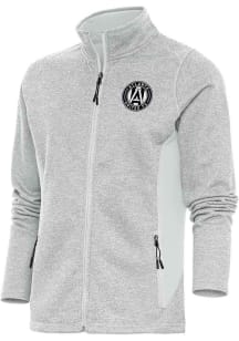 Antigua Atlanta United FC Womens Grey Metallic Logo Course Long Sleeve Full Zip Jacket