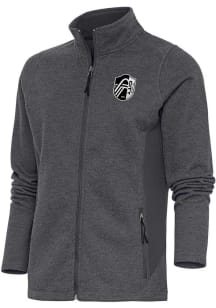 Antigua St Louis City SC Womens Grey Metallic Logo Course Long Sleeve Full Zip Jacket