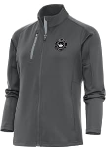 Antigua Charlotte FC Womens Grey Metallic Logo Generation Light Weight Jacket