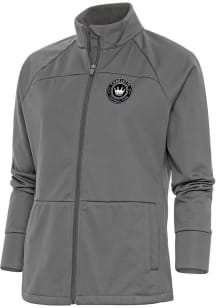 Antigua Charlotte FC Womens Grey Metallic Logo Links Medium Weight Jacket
