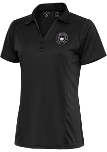 Antigua Charlotte FC Womens Grey Metallic Logo Tribute Short Sleeve Polo Shirt