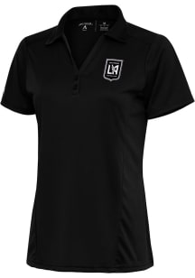 Antigua Los Angeles FC Womens Black Metallic Logo Tribute Short Sleeve Polo Shirt