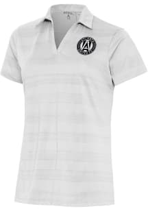 Antigua Atlanta United FC Womens White Metallic Logo Compass Short Sleeve Polo Shirt