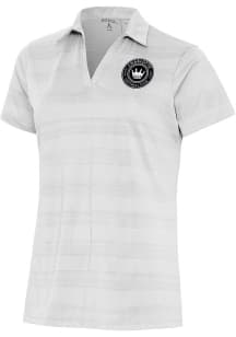 Antigua Charlotte FC Womens White Metallic Logo Compass Short Sleeve Polo Shirt