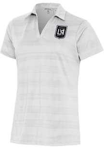 Antigua Los Angeles FC Womens White Metallic Logo Compass Short Sleeve Polo Shirt