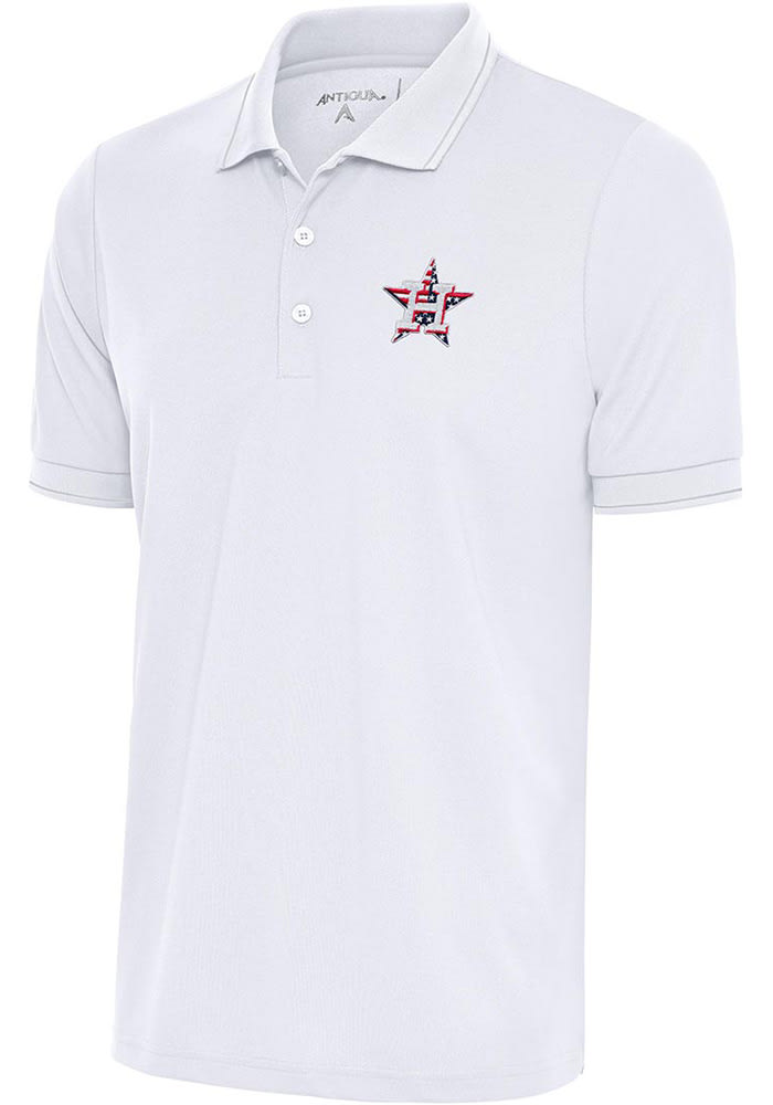 Antigua Houston Astros White Nova Short Sleeve Polo, White, 100% POLYESTER, Size S, Rally House