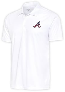 Antigua Atlanta Braves Mens White Apex Short Sleeve Polo