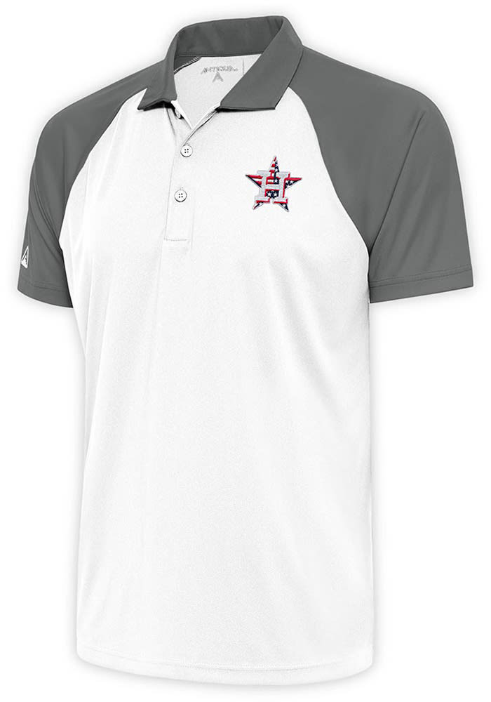 Antigua Houston Astros White Nova Short Sleeve Polo, White, 100% POLYESTER, Size S, Rally House