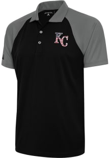 Antigua Kansas City Royals Mens Black Nova Short Sleeve Polo