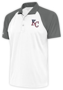 Antigua Kansas City Royals Mens White Nova Short Sleeve Polo