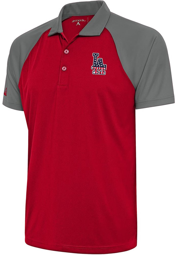 Antigua MLB National League Groove Short-Sleeve Polo Shirt, Mens, L, Los Angeles Dodgers Dk Red