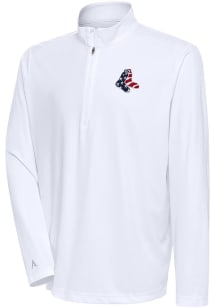 Antigua Boston Red Sox Mens White Patriotic Tribute Long Sleeve 1/4 Zip Pullover
