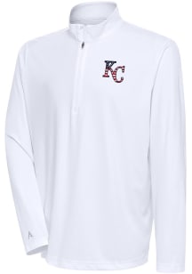 Antigua Kansas City Royals Mens White Tribute Long Sleeve 1/4 Zip Pullover
