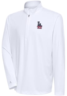 Antigua Los Angeles Dodgers Mens White Tribute Long Sleeve 1/4 Zip Pullover