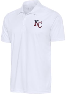 Antigua Kansas City Royals Mens White Tribute Short Sleeve Polo