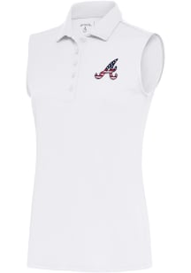 Antigua Atlanta Braves Womens White Tribute Polo Shirt