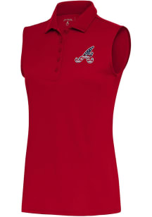 Antigua Atlanta Braves Womens Red Tribute Polo Shirt