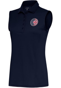 Antigua Chicago Cubs Womens Navy Blue Tribute Polo Shirt