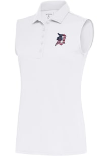 Antigua Detroit Tigers Womens White Tribute Polo Shirt