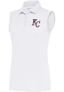 Antigua Kansas City Royals Womens White Tribute Polo Shirt
