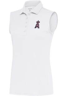 Antigua Los Angeles Angels Womens White Tribute Polo Shirt