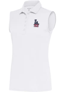 Antigua Los Angeles Dodgers Womens White Tribute Polo Shirt