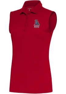 Antigua Los Angeles Dodgers Womens Red Tribute Polo Shirt
