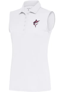 Antigua Miami Marlins Womens White Tribute Polo Shirt