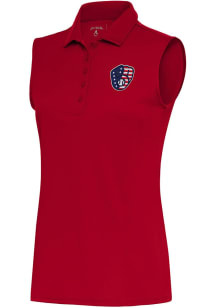 Antigua Milwaukee Brewers Womens Red Tribute Polo Shirt