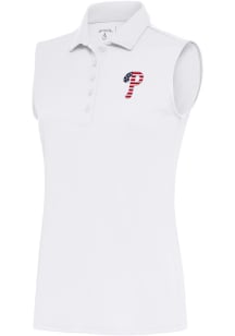 Antigua Philadelphia Phillies Womens White Tribute Polo Shirt