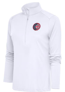 Antigua Chicago Cubs Womens White Tribute 1/4 Zip Pullover