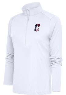Antigua Cleveland Guardians Womens White Tribute 1/4 Zip Pullover